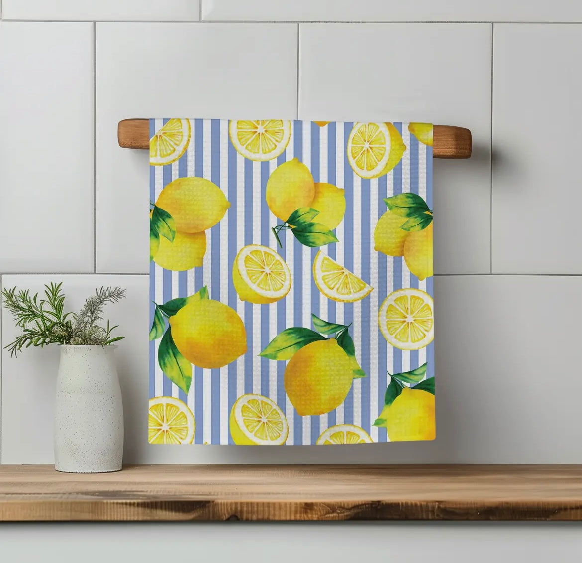 Lemon Striped Kitchen Towel