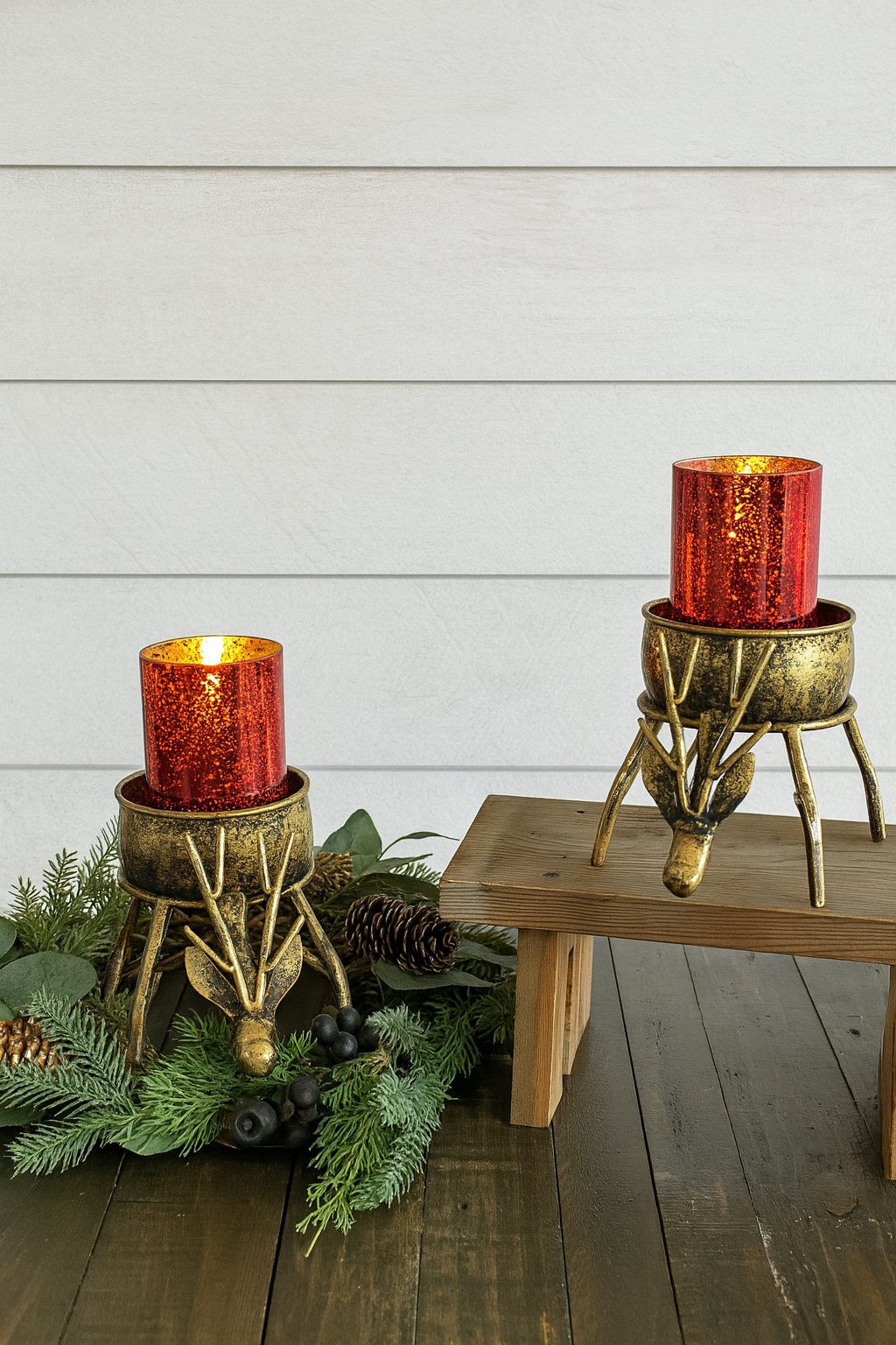 3D Flame Red Mercury Glass Candle