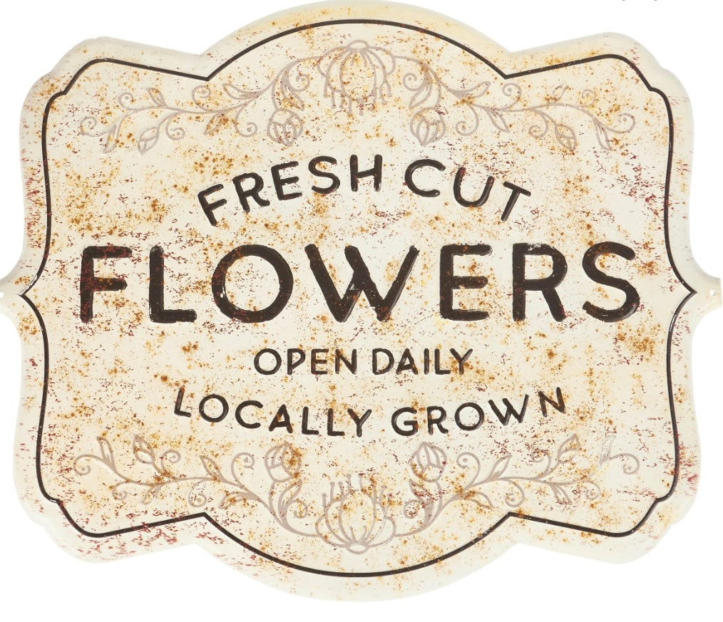 “Fresh Cut Flowers” Metal Sign