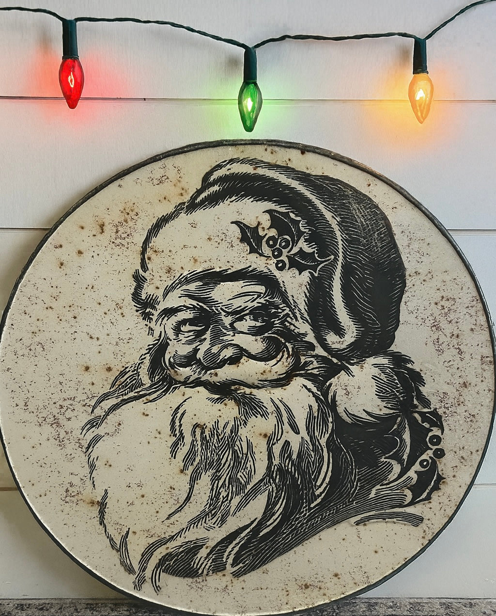 Old Fashioned Metal Santa Sign