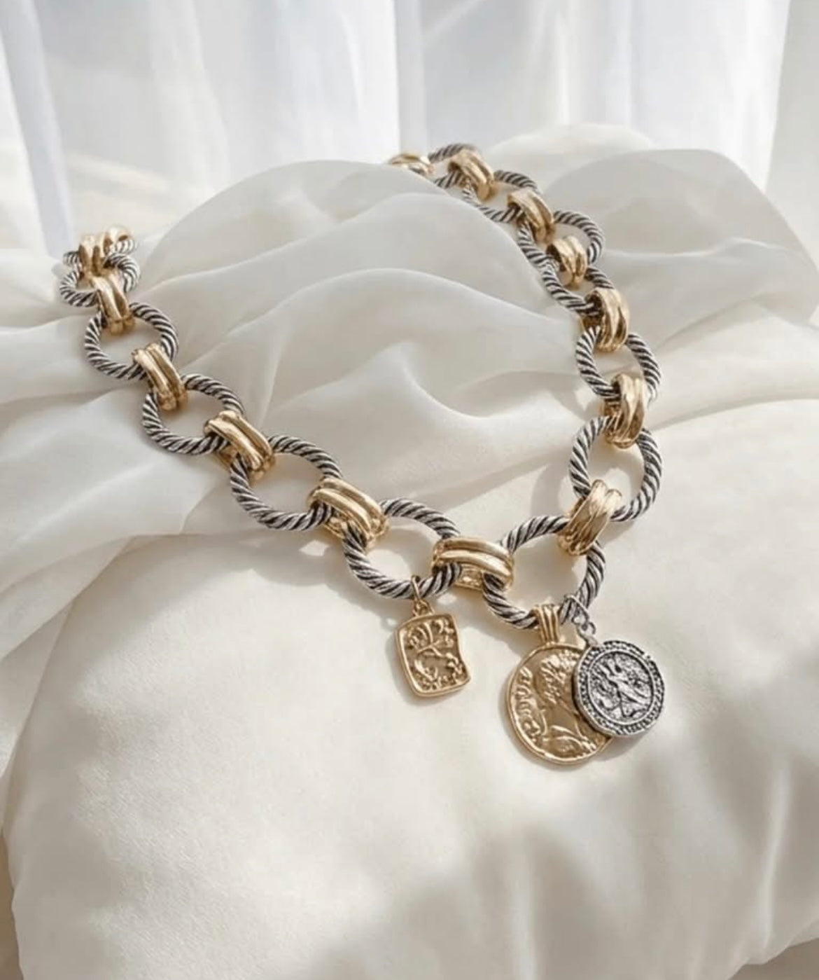 Gold & Silver Coin Necklace