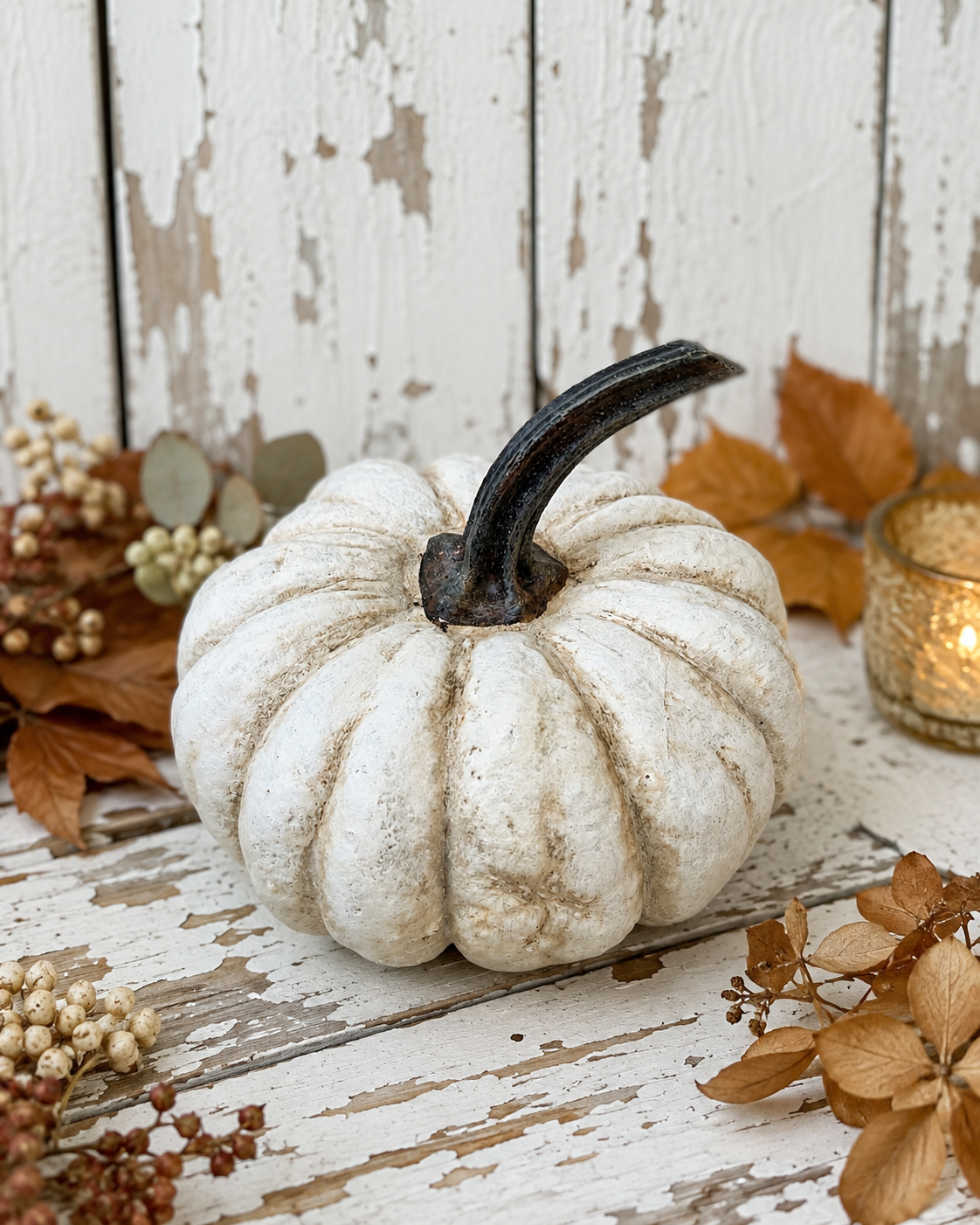 Large White Resin Pumpkin