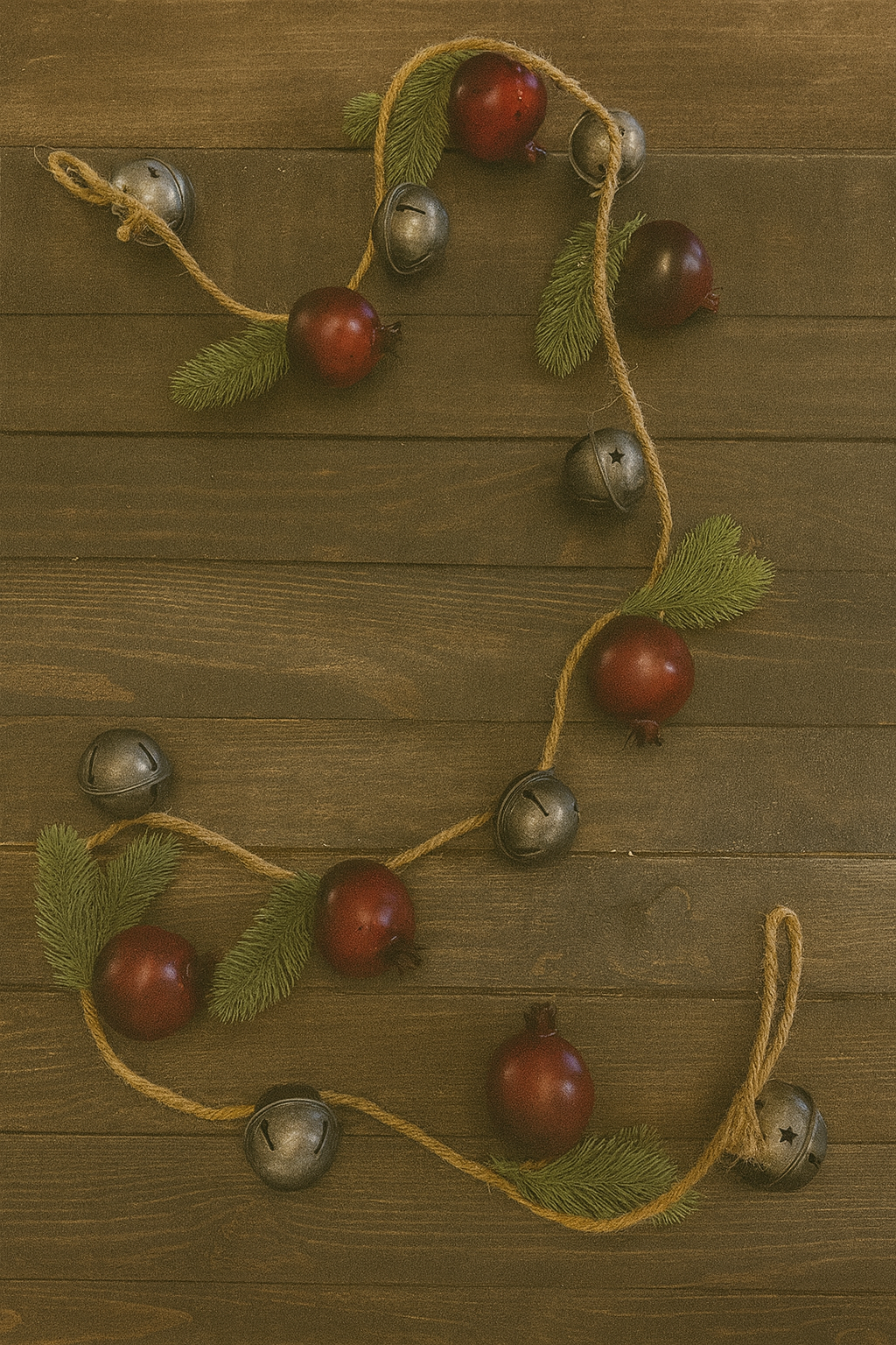 Christmas Silver Bell Pomegranate Garland