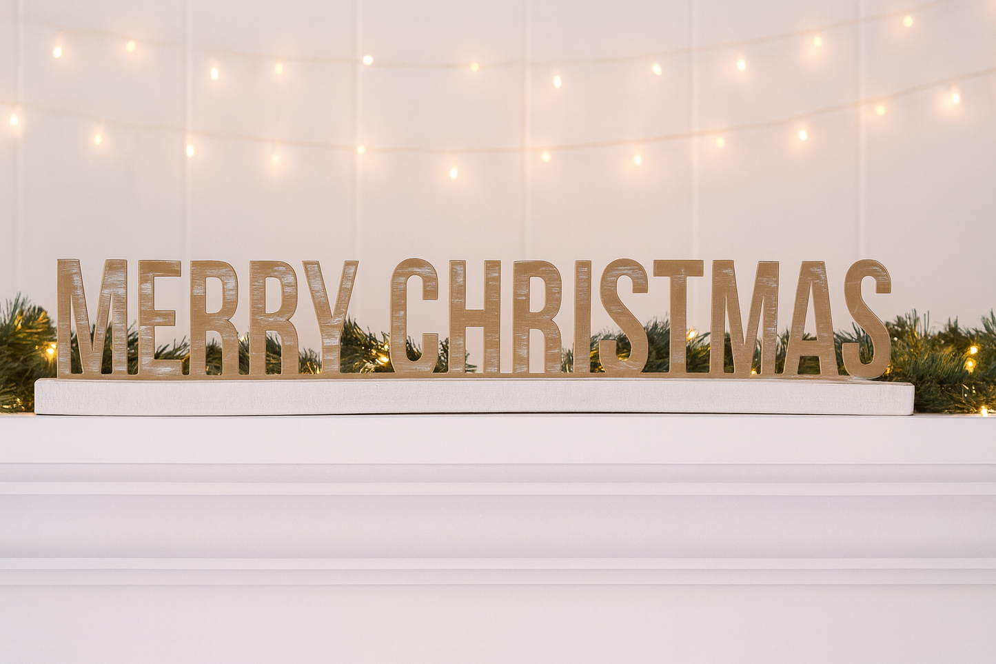 23.4 in Gold Merry Christmas Metal Tabletop