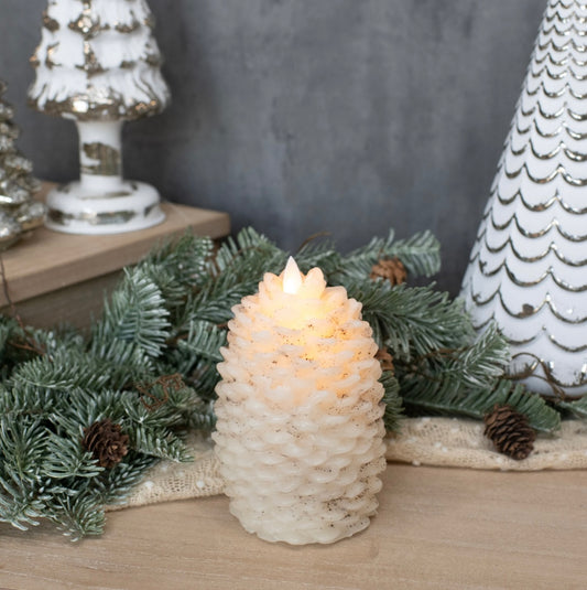 Moving Flame Cream Pinecone Candle