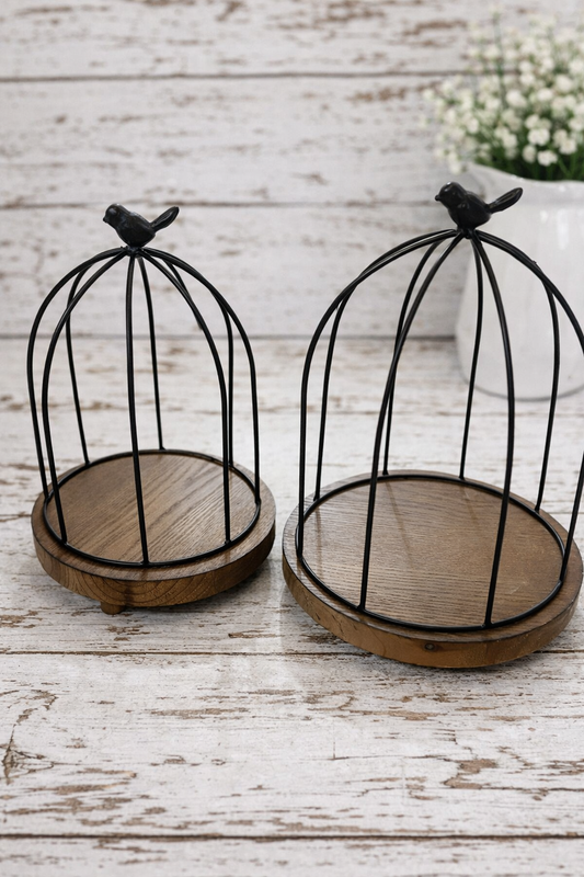 Set of 2/Metal Bird Lanterns