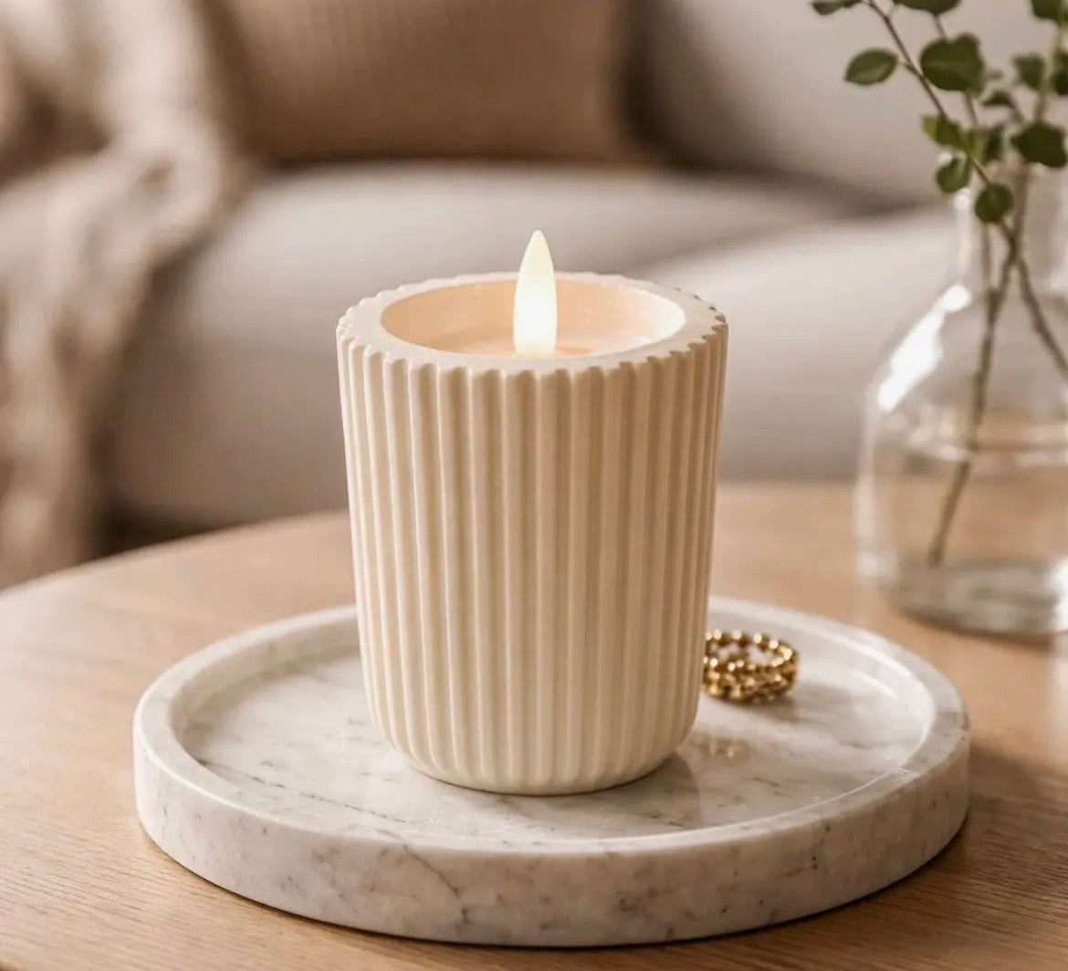 3x5” Cream Cement Pillar Candle