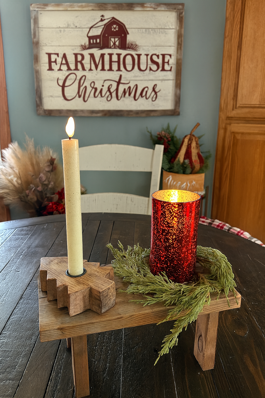 3D Flame Red Mercury Glass Candle