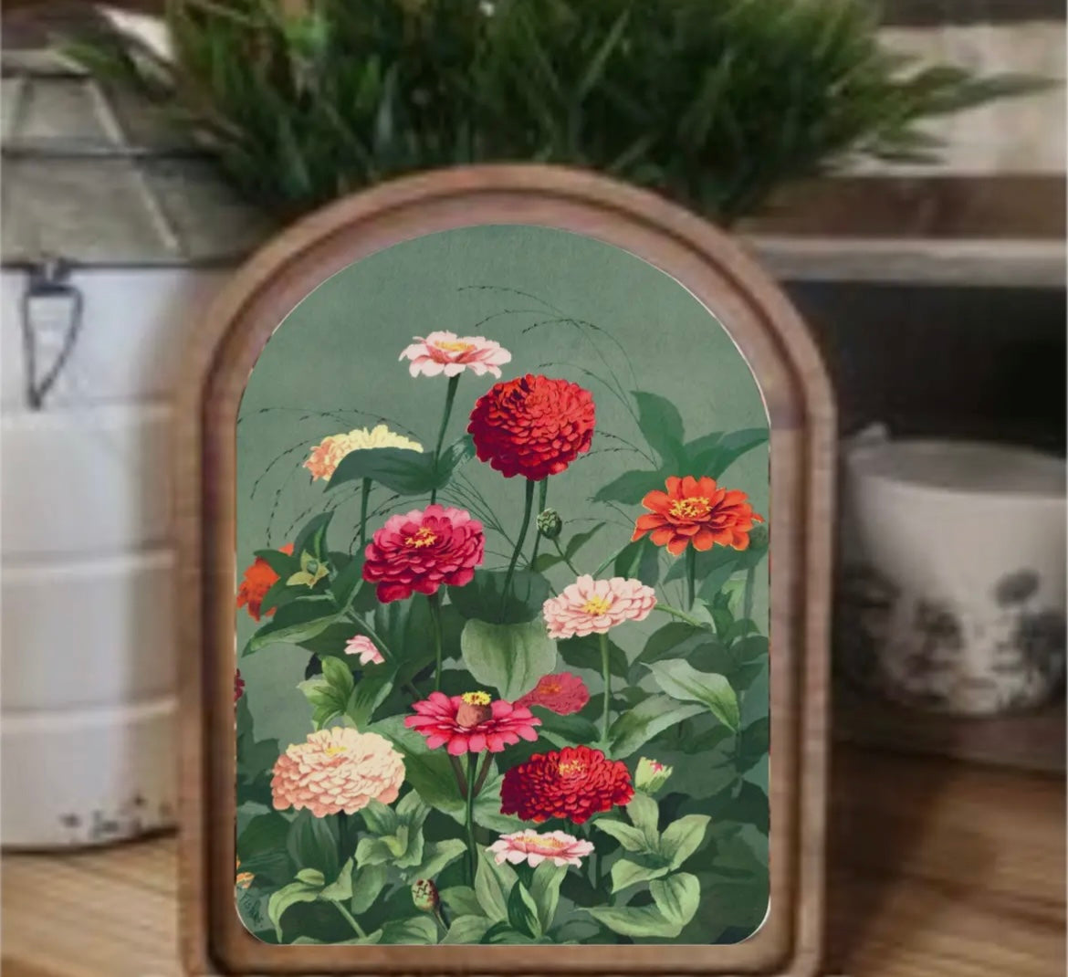 Arch Top Vintage Zinnias