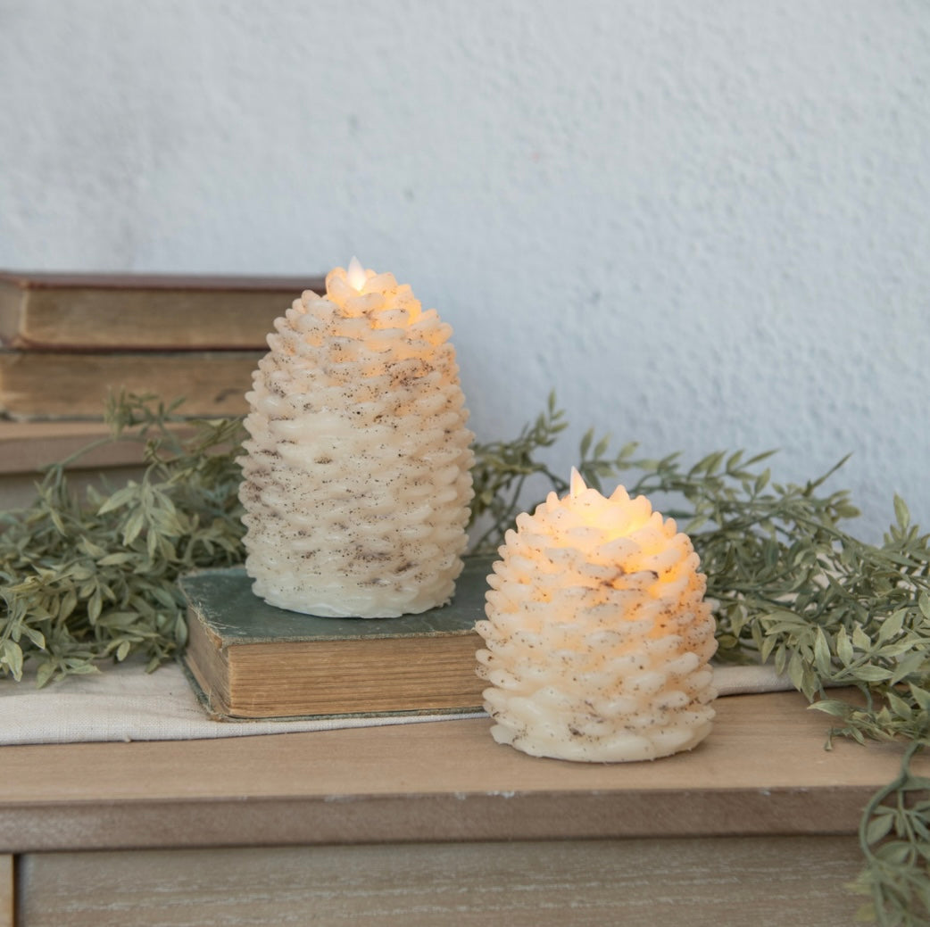 Moving Flame Cream Pinecone Candle