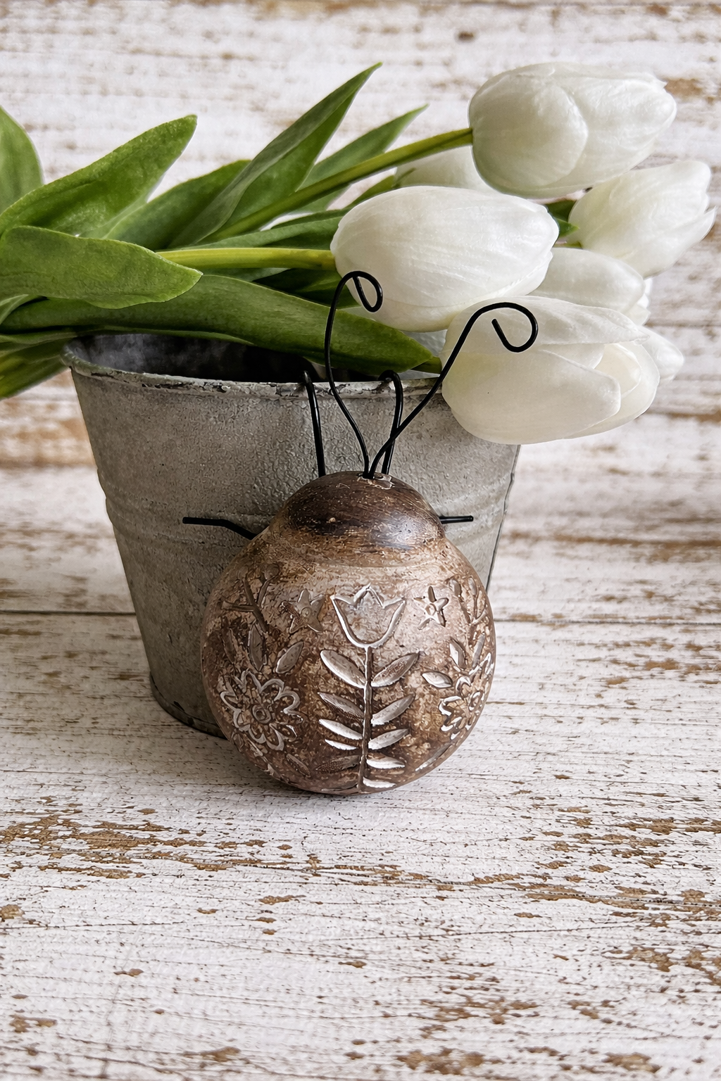 Wooden Lady Bug Plant Hanger