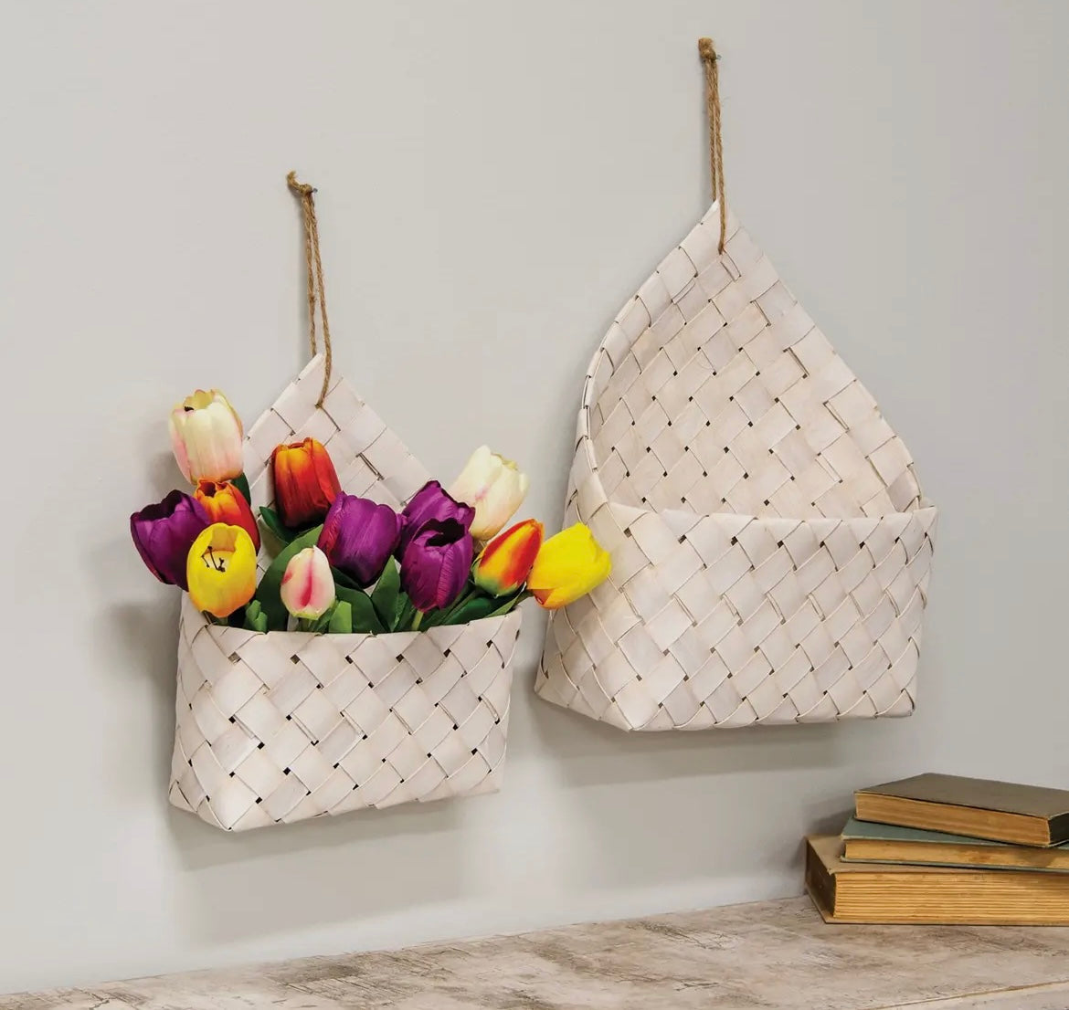 Set of 2 Chipwood Hanging Baskets