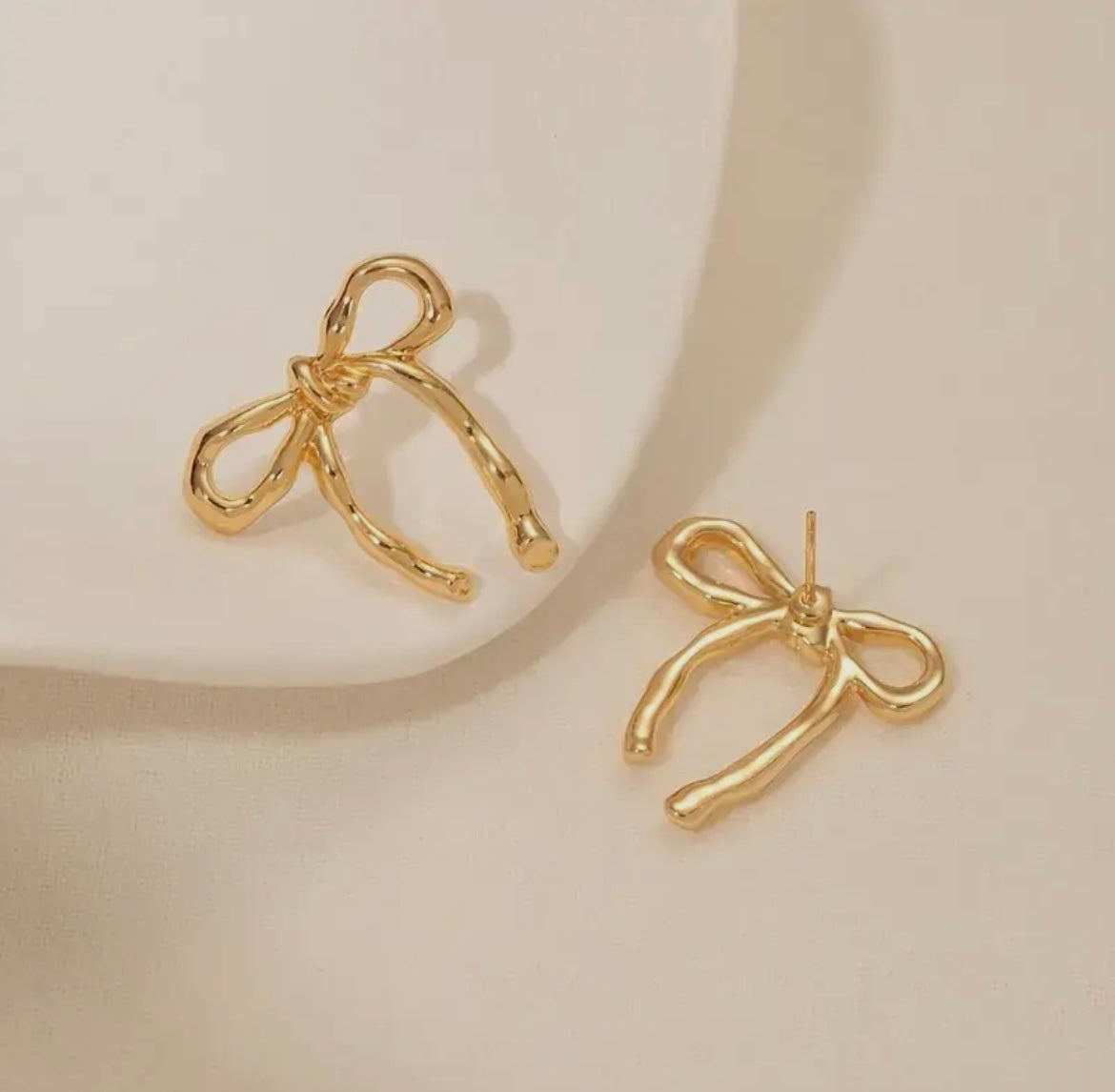 Gold Bow Stud Earrings