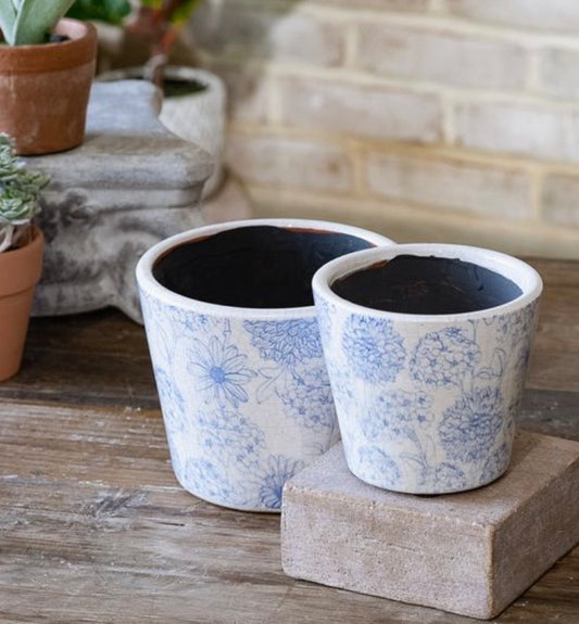 Blue Floral Planter