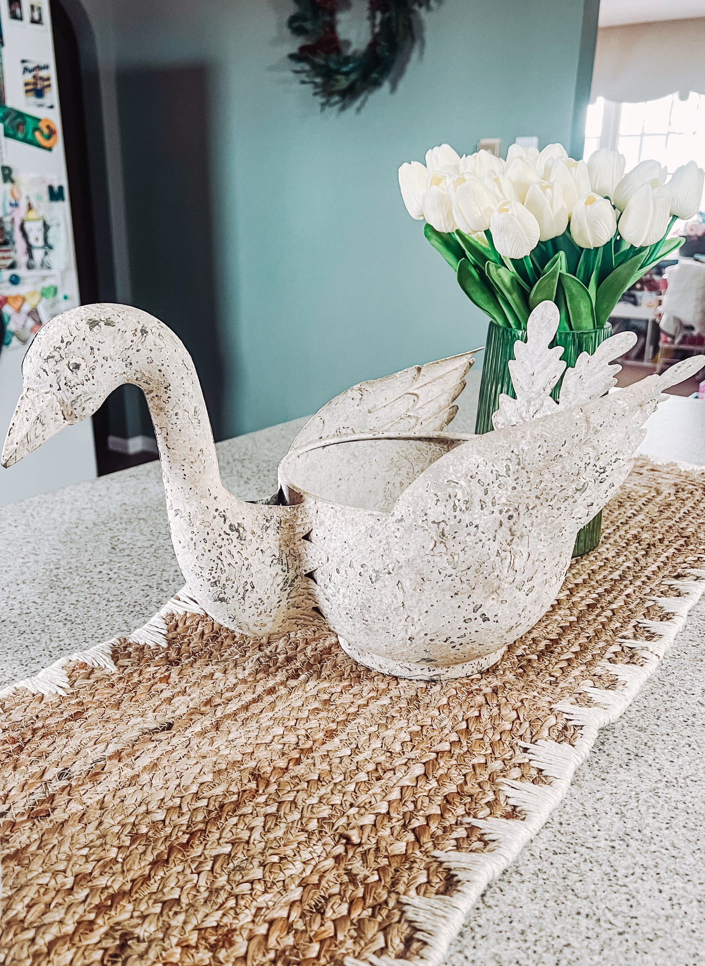 Distressed Swan Planter