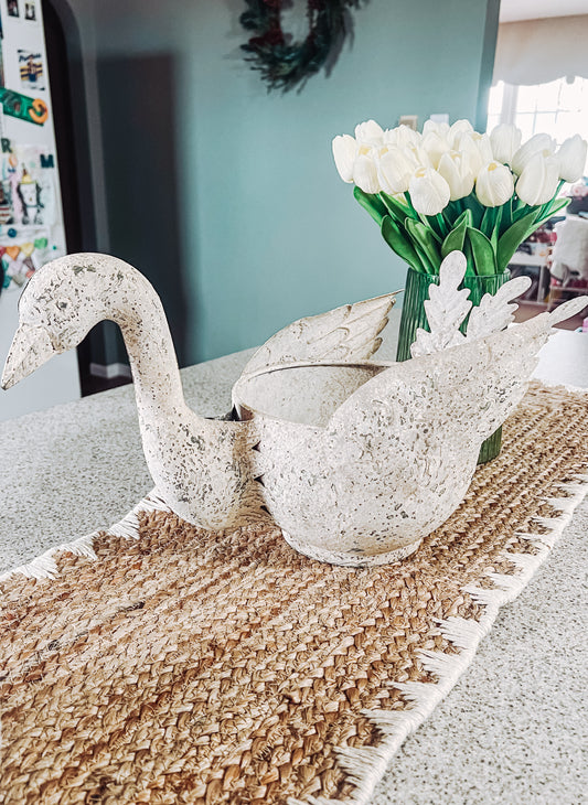 Distressed Swan Planter