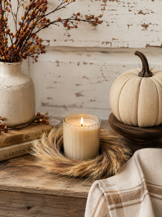6.5” Pampas Plume Candle Ring