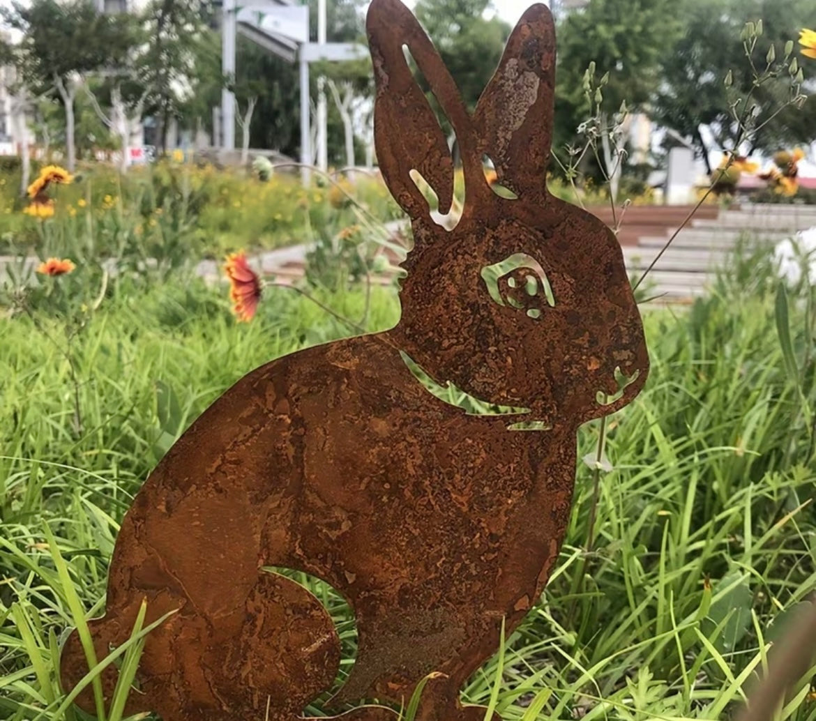 Rusty Bunny Garden Stake