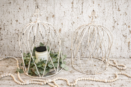 Ornate White Metal Chippy Domes