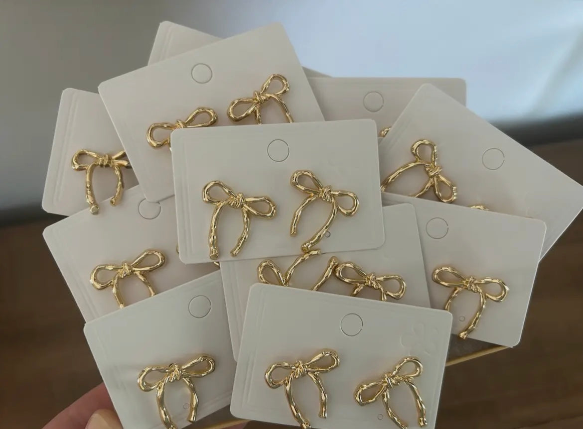 Gold Bow Stud Earrings