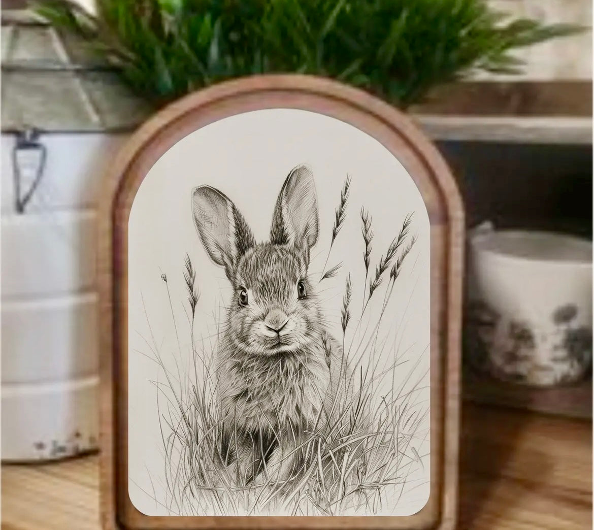 Arched top Black & White Bunny