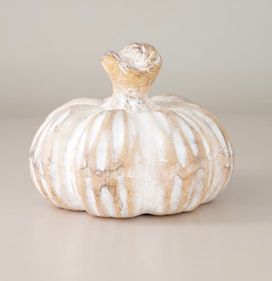 Natural Washed Ceramic Pumpkin- Medium