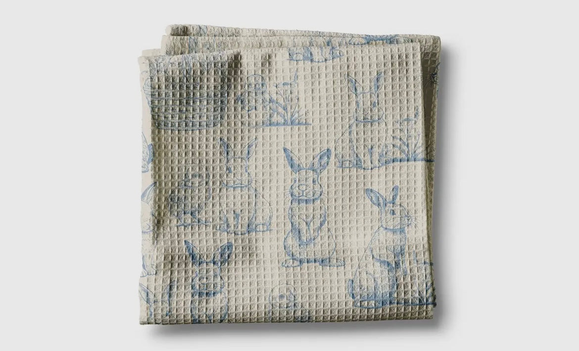 Vintage Blue Rabbit Kitchen Towel
