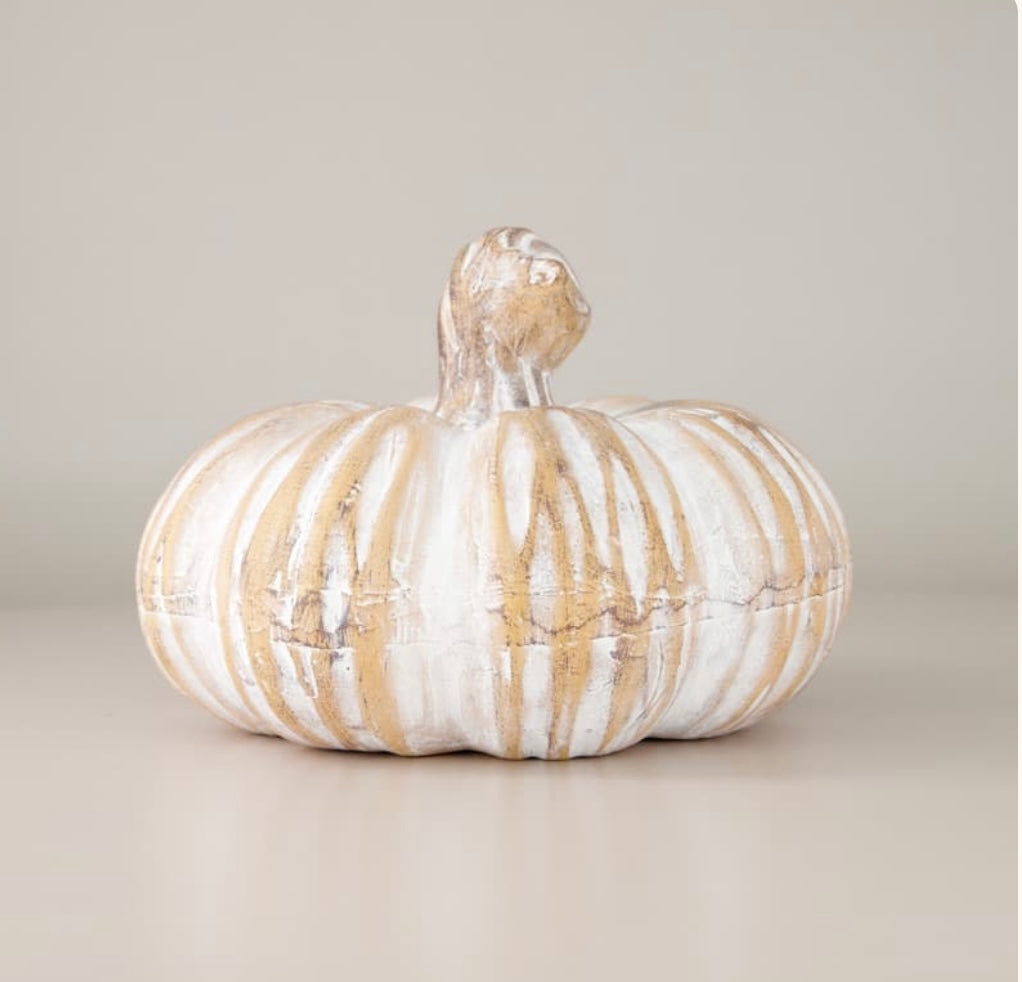 Natural Washed Ceramic Pumpkin- Large