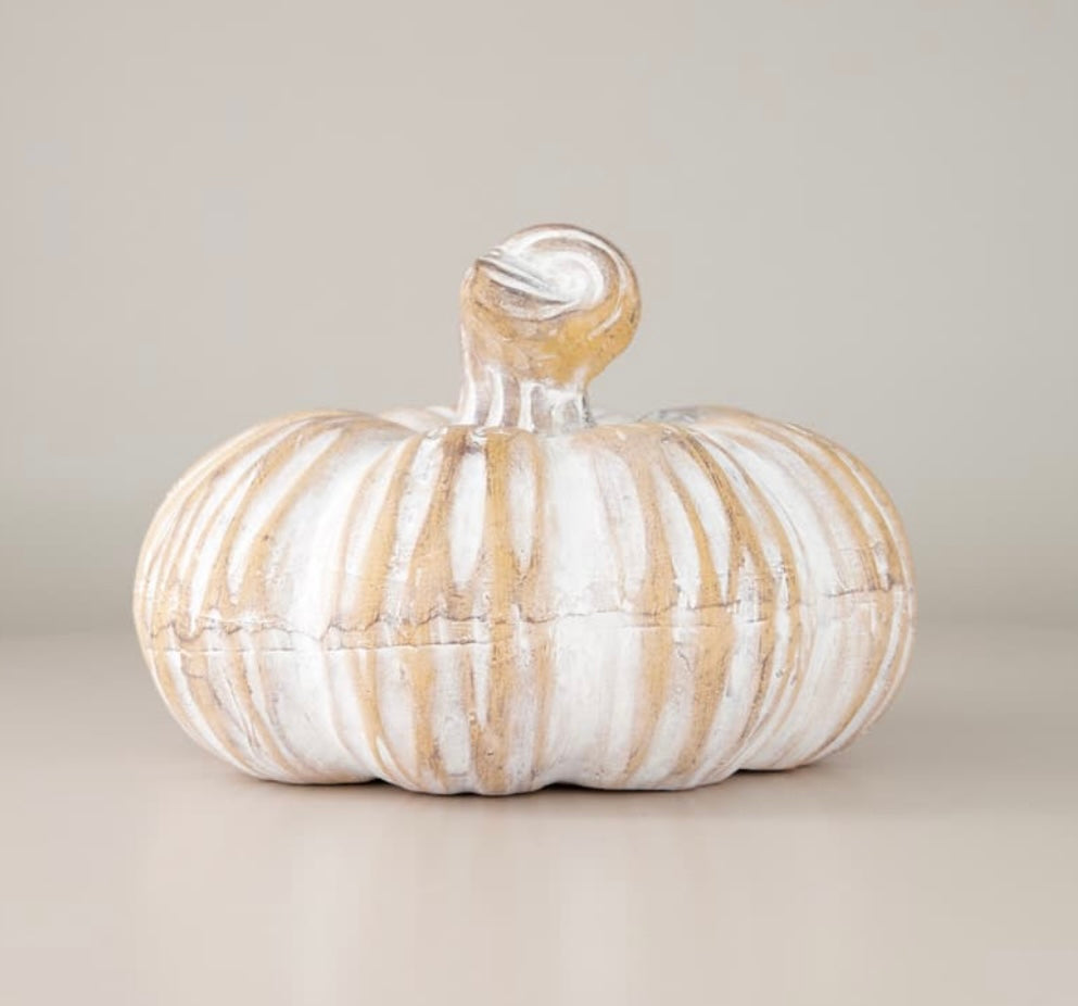 Natural Washed Ceramic Pumpkin- Large