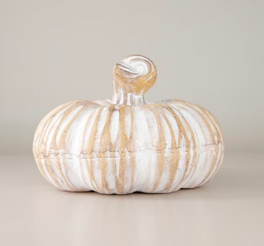 Natural Washed Ceramic Pumpkin- Large