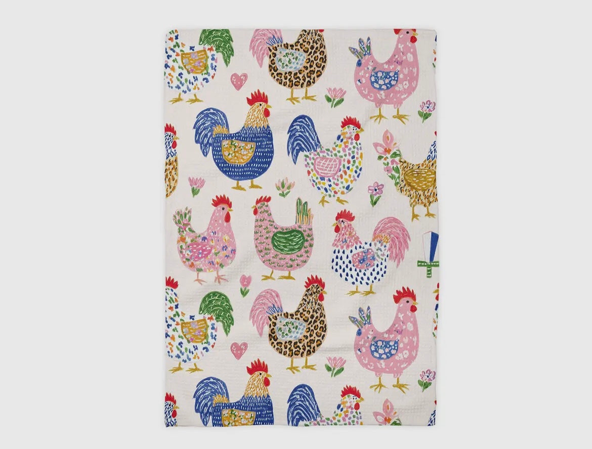 Retro Chicken Colorful Kitchen Towel