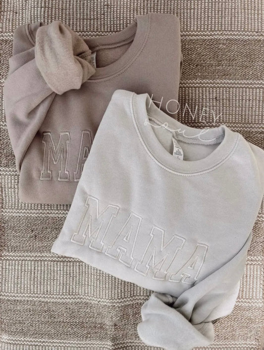 “Mama” Embroidered Crew Neck
