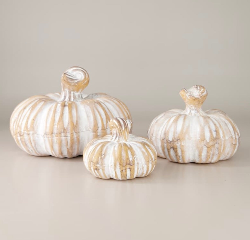 Natural Washed Ceramic Pumpkin- Small