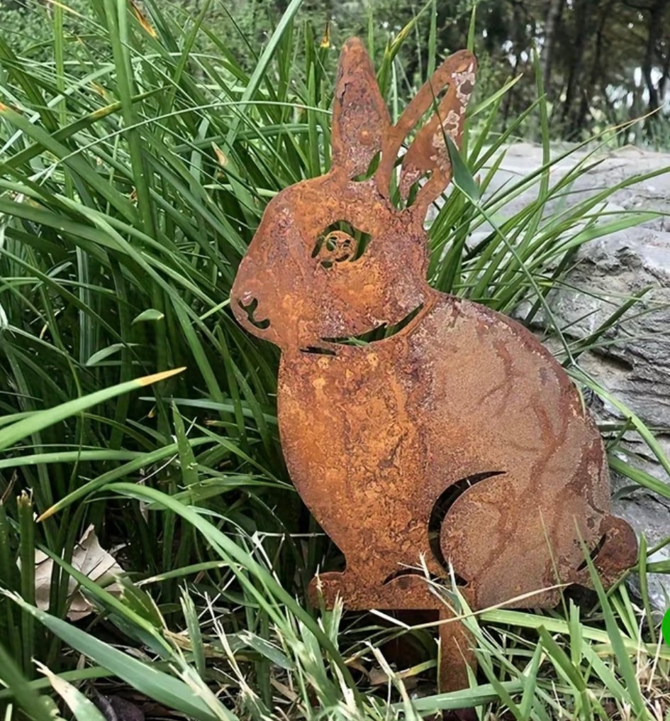 Rusty Bunny Garden Stake