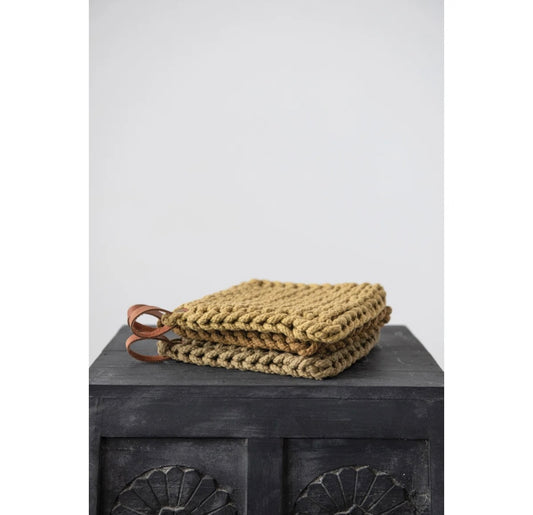 Handwoven Leather Strap Trivet
