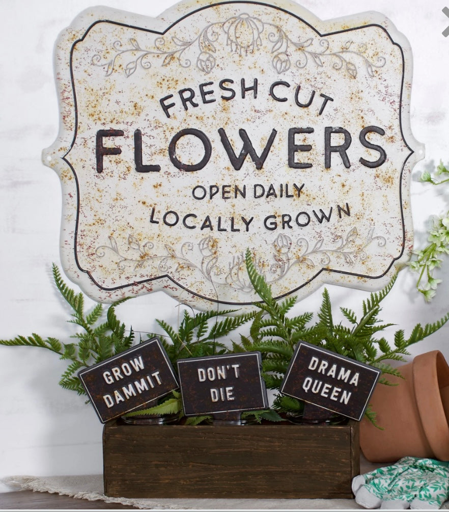 “Fresh Cut Flowers” Metal Sign