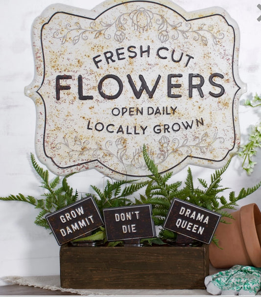 “Fresh Cut Flowers” Metal Sign