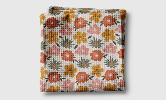 Floral Boho Autumn Waffle Towel