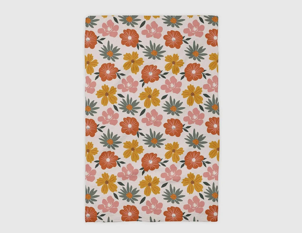 Floral Boho Autumn Waffle Towel