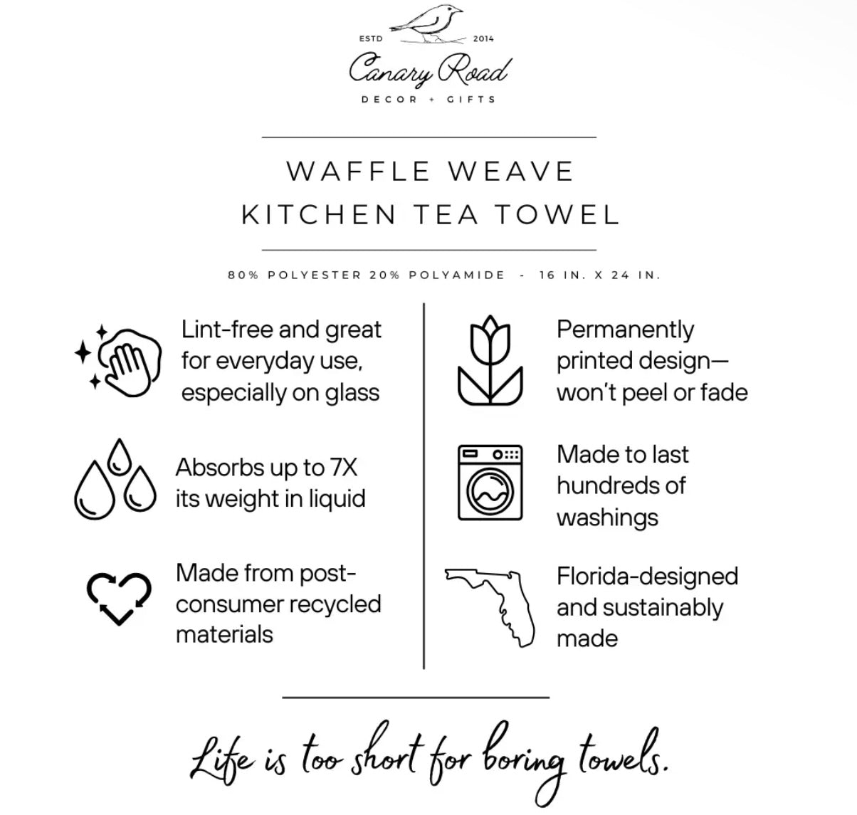 Navy Pumpkin & Gourd Fall Foliage Waffle Towel