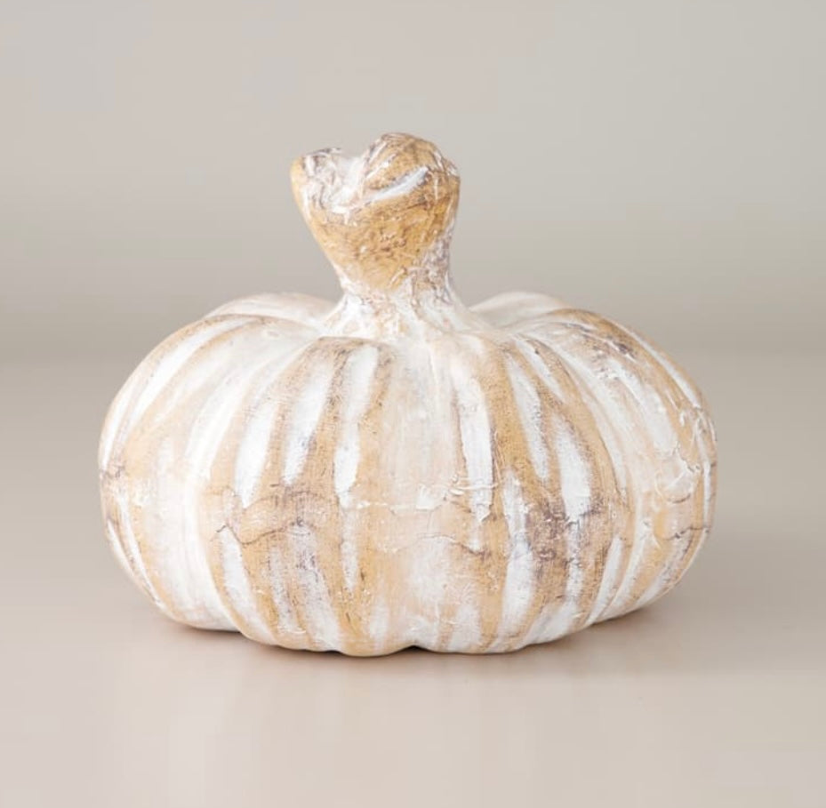 Natural Washed Ceramic Pumpkin- Medium
