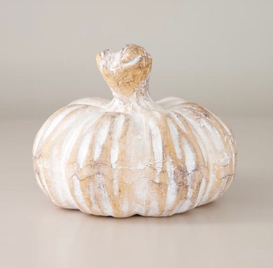 Natural Washed Ceramic Pumpkin- Medium