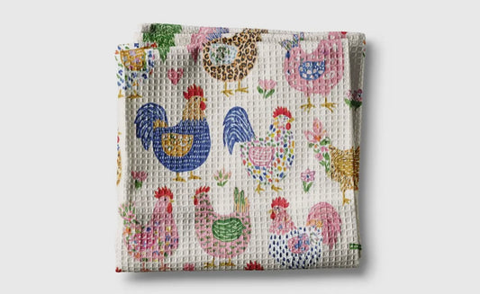 Retro Chicken Colorful Kitchen Towel