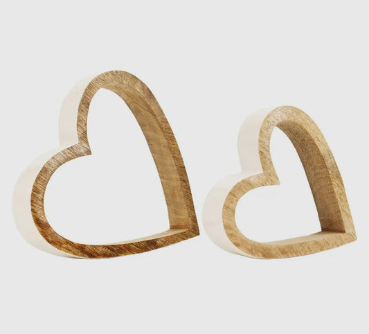 Wooden Enamel Hearts Set of 2