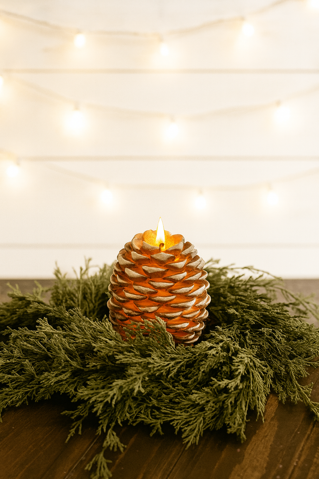 Moving Flame Pine Cone Candle