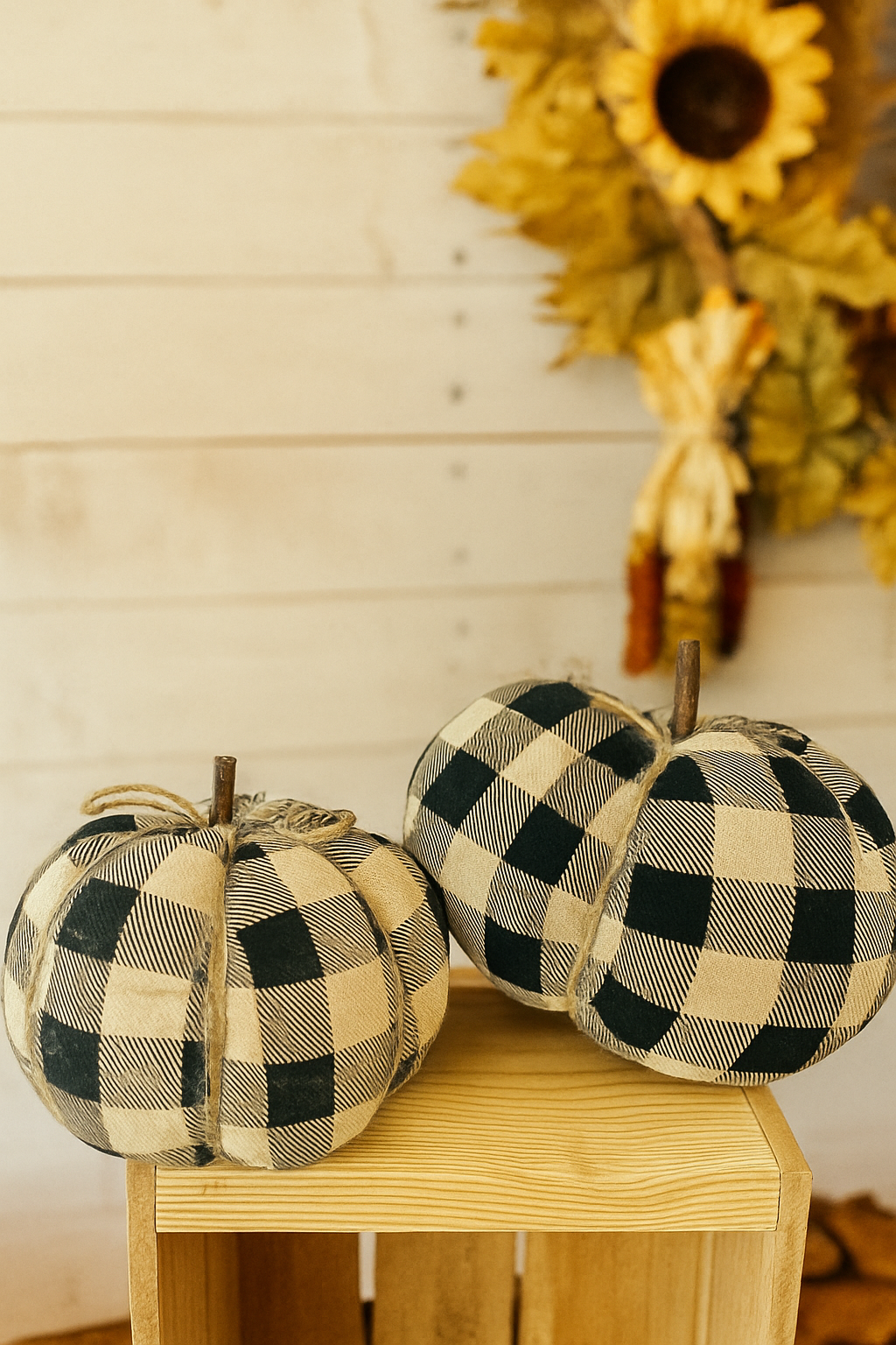 Black & Cream Checked Pumpkins