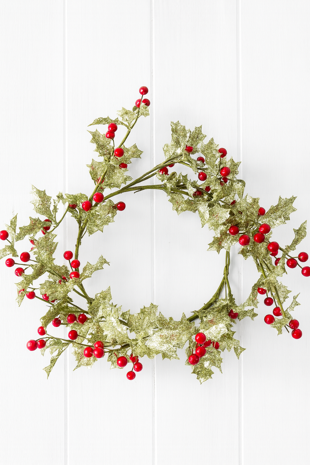 6.5 in Glitter Holly Mini Wreath