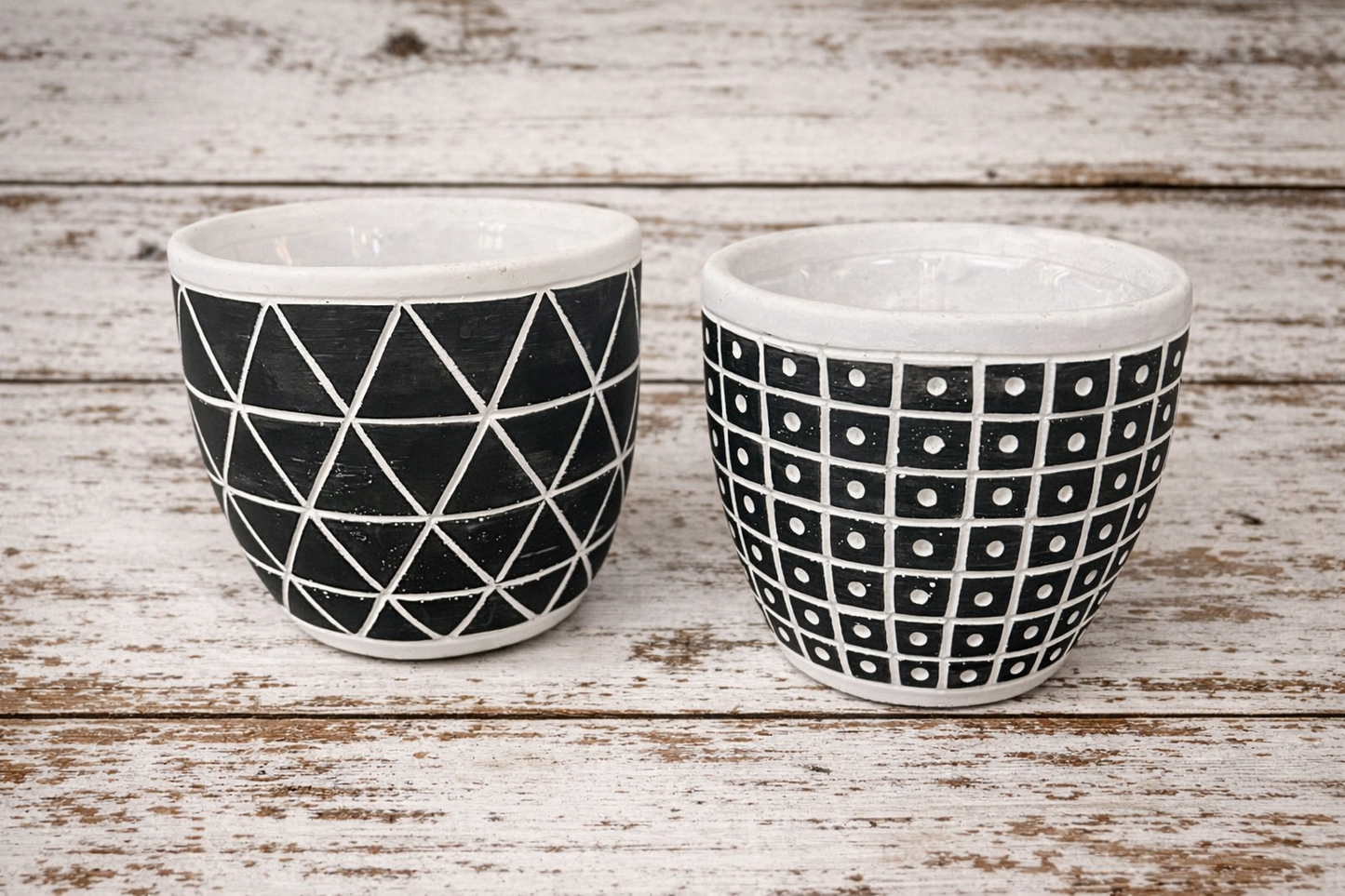 Set of 2- Small/Large Geometric Cement Planters
