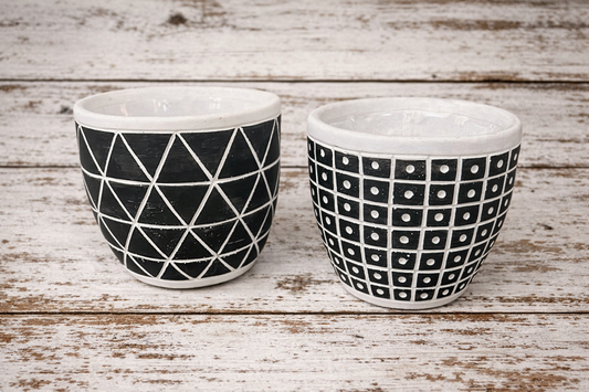 Set of 2- Small/Large Geometric Cement Planters