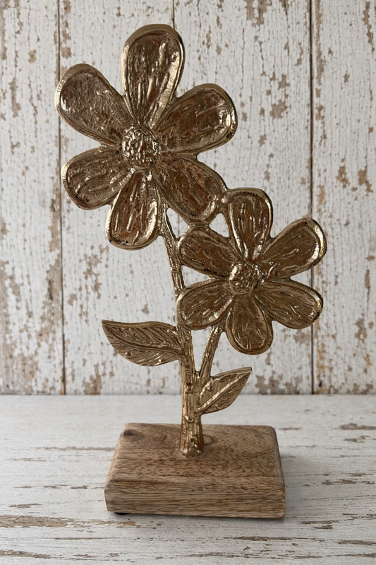 Gold Metal & Wood Spring Daisy